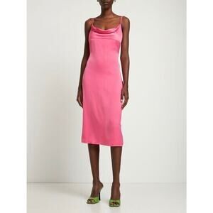 NWT WeWoreWhat Hot‎ Pink Cowl Neck Satin Charmeuse Midi Dress Size 6